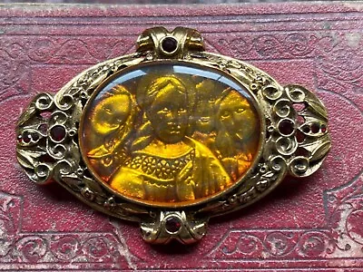 Vintage Vatican Library Collection Jesus & Saints Brooch Pin W Red Faux Garnets • $26