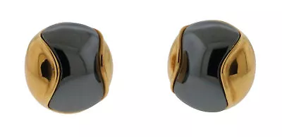 Movado Hematite Bead Earrings 18K Yellow Gold • $2950