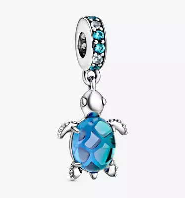 NEW Genuine Pandora Murano Glass Sea Turtle Dangle Charm Blue 798939C01 • $42