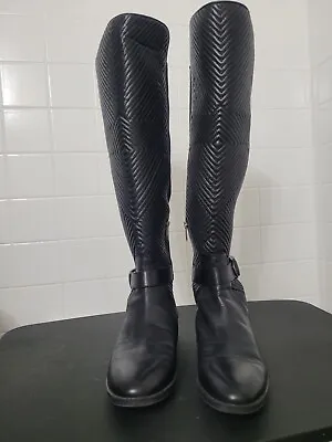 Vince Camuto PORDALIA Leather Boots Over The Knee Riding Quilted Booties 9M • $52.95