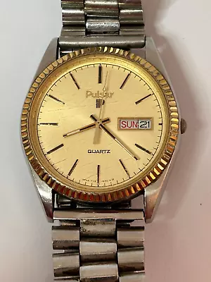 Working Vintage 1990's Men's Gold And Silver Pulsar Quartz Watch GY • $60