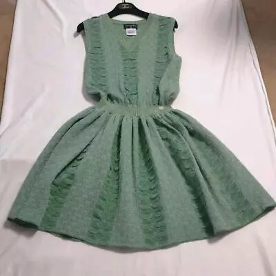 Used Chanel Lame Flare Line Dress Women Size 38 Green Color With Underdress • £949.36