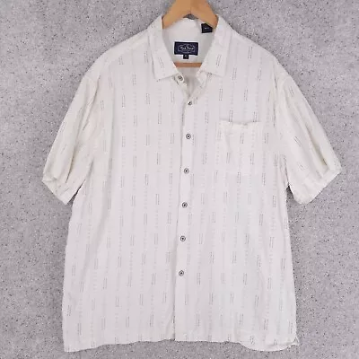 $11.99 • Buy Nat Nast Shirt Mens Extra Large XL Button Up Silk Blend White Beige Polka Dot