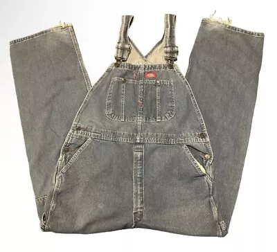 Vintage Dickies Overalls Men 34x32 Blue Jean Denim Carpenter Bibs Pants Workwear • $39.99