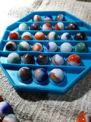 Vintage Marbles Lot Of 28 Akro Agate Tricolor Patches - Used Condition  • $10.99