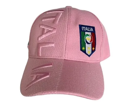 Pink Italia Embroidered 3d Adjustable Cap Hat Football Baseball Style Italy Flag • $24.95