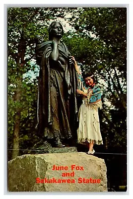 BISMARK North Dakota ND ~ FORT BERTHOLD SAKAKAWEA Statue  W JUNE FOX • £4.10