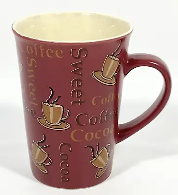 Mulberry Home Collection Coffee Mug Sweet Cocoa 4 5/8  Tall Burgundy Yellow EX • $12.99