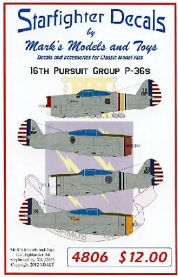 Starfighter Decals 1/48 P36s 16th Pursuit Group | 4806 • $11.99