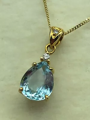 H. STERN Aquamarin 2 Diamond 18k 750 Yellow Gold Pendant Necklace Genuine SA1 • $799.99