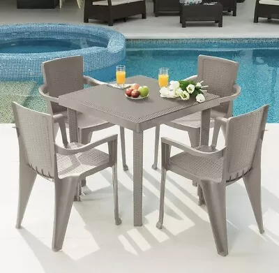 Inval Infinity 4-Piece Outdoor Dining Chair Set In Taupe • $120