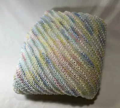 Pastel Afghan Baby Blanket Lap Throw Soft Washable 40x40 Handmade Yarn Knit • $18.11