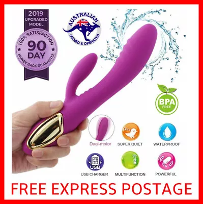 Rabbit Vibrator Dildo USB Charge G-Spot MultiSpeed Massager Clit - EXPRESS POST • $27.99