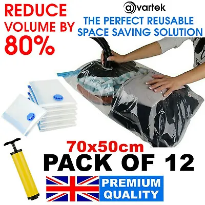12 X Large Space Saving Vacuum Storage Bags Clothes Bedding Organiser 70 X 50cm • £10.95