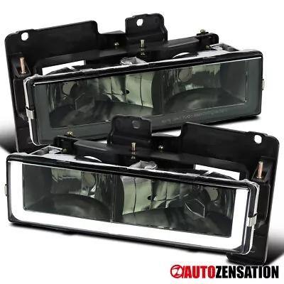 Smoke Headlights Fits 1988-1998 Chevy GMC C10 C/K Truck Lamps LED Strip Bar Pair • $76.53