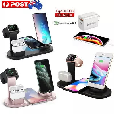 $26.98 • Buy 6 In 1 Wireless Charger Dock Charging Station For Apple Watch IPhone 14 Pro 13