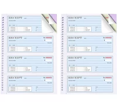 Money Rent Receipt Books 3 Part Carbonless 2 Books 100 Receipts Each • $13.99