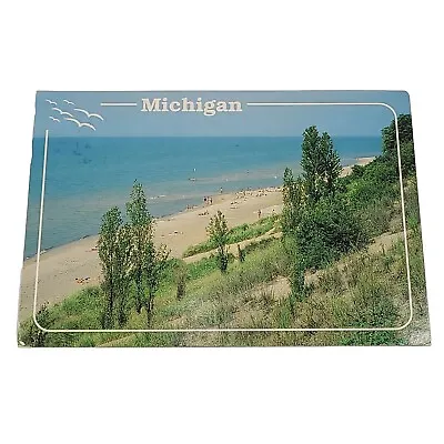 Van Buren State Park Shoreline Lake Michigan Postcard Beach South Haven Sand Vtg • $2.25