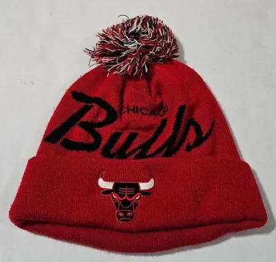 Chicago Bulls Knit Beanie Hat Cuffed W/pom Mitchell And Ness Script  • $10.79