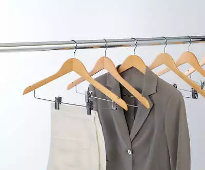 Wood Suit Clothes Hangers With Clips Maple Finish 12-Pack • $23.99