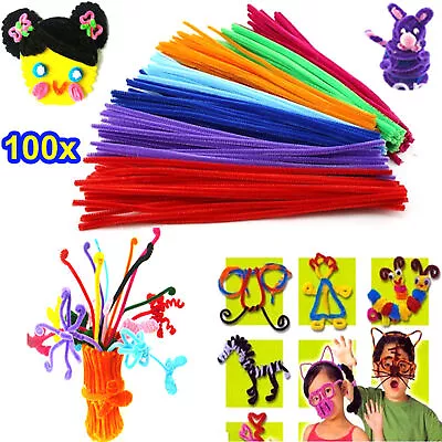 100Pcs Pipe Cleaners Chenille Stems Pipe Cleaner Craft Sticks Asst Colours Art • $7.42