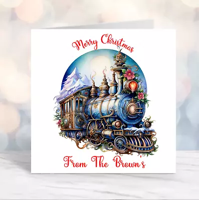 Christmas Personalised Christmas Card Train Steam Train Christmas Train • £2.99