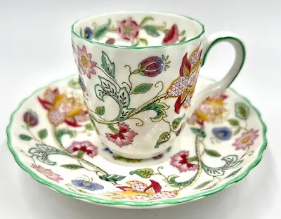 Lovely Minton Haddon Hall Demitasse Cup & Saucer; Green Trim Excellent Cond • $19.99