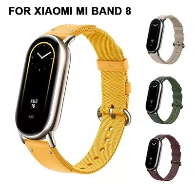 Leather Bracelet Nylon Wristband Nylon Strap For Xiaomi Mi Band 8 Smart Band • $8.65