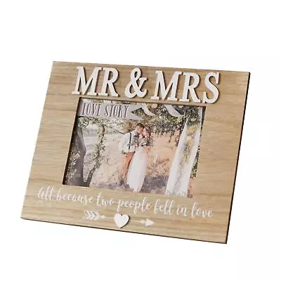 Wedding Photo Frame Mr And Mrs Wooden 7' X 5' • £13.29