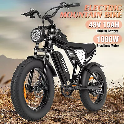 Ridstar 1000W 48V 20'' Fat Tire 15Ah Battery All Terrain Off-road Electric Bike • $849.89
