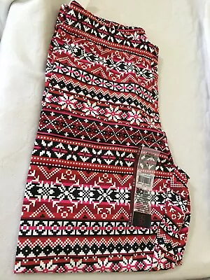 New No Boundaries Pink Red Fair Isle Ankle Cotton Leggings Juniors Women U Pick • £9.54