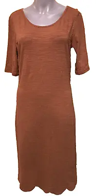 NWT MikaRose Midi Dress Womens Medium M Stretch Knit Burnt Orange Classic Sheath • $10.67