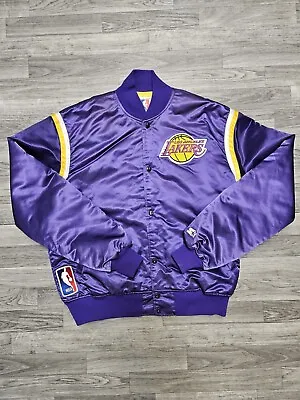 Vintage 80s-90s STARTER NBA LA Lakers Purple Satin Bomber Jacket Size X-Large  • $190