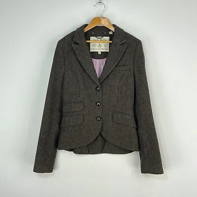 Jack Wills Tweed Jacket Womens 8 10 Brown Herringbone Country Hacking Blazer • £49