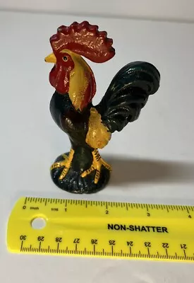 Vintage Miniature Cast Iron Rooster Paperweight Figurine Toy 4 Inched • $11.70