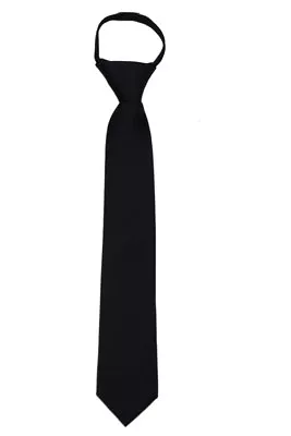 Men's Black Solid Pretied Zipper Necktie Weddings Business School Occasion  • $12.95