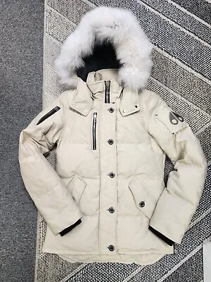 Moose Knuckles Original 3Q Jacket Mens SLIM Down Coat Fox Fur Bone Beige Small • $639.99