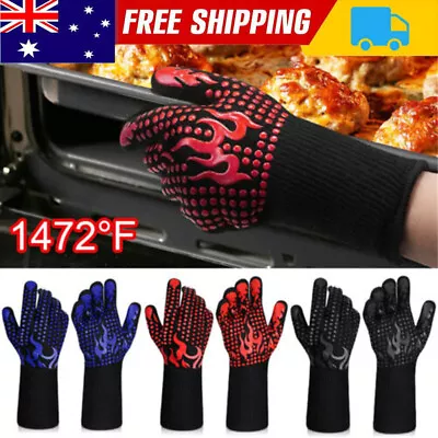 BBQ Gloves 1472℉ Heat Oven Grill Non-Slip Fireproof Resistant Silicone Kitchen • $10.79