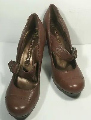 £29.99 • Buy Next Size 4 Sole Reviver Brown Leather High Block Heel.   F5