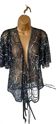 Topshop Sheer Mesh  Beaded Kimono Style Shrug/ Cover Up • $23.42