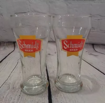 Vintage Schmidt Beer Glasses Jacob Schmidt Brewing Co 5.5  Lot Of 2 St Paul MN • $14.99
