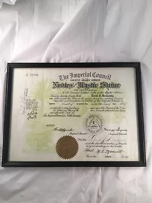 Imperial Council Nobles Mystic Shrine Free Mason Vintage Certificate Award 1947 • $17.49