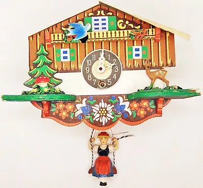 Vintage Reuge Wood Cuckoo Clock Germany Swiss Musical Swinging Girl *for Repair • $69.95