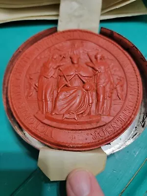 1835/1851 Queen Victoria Wax Seal Stamp Letters W/ Vellum Royal Document Royalty • $298.90
