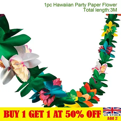 £2.08 • Buy 3M Hawaiian Tropical Banner Garland Palm Leaf Flower Summer Luau Beach Party Ww