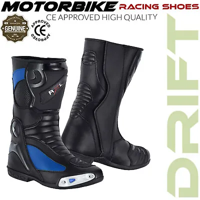 DRIFT Motorcycle Motorbike Real Leather Long Boots Armoured Racing Shoes Men • $55.94