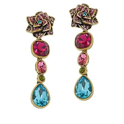 $29.99 • Buy Heidi Daus  Dripping With Gems  Floral Dangle Earrings