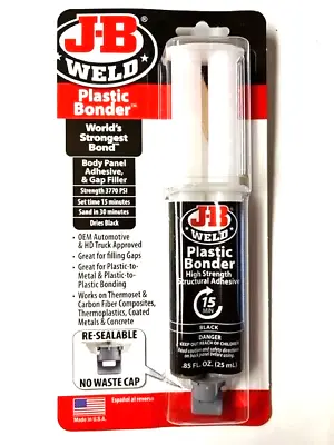 JB Weld Plastic Weld Quick Setting Epoxy Syringe Bonder Repair Glue Black • $11.45