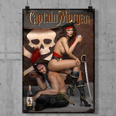 £9.99 • Buy Captain Morgan Vintage Metal Tin Plaque Signs Man Cave Pub Club Cafe TIKI BAR