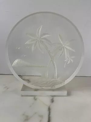 Carved Lucite Sculpture Palm Tree Mid Century MCM Hawaii Disk • $20